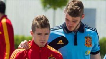 De Gea junto a Muniain durante la concentración de la selección Sub-21.