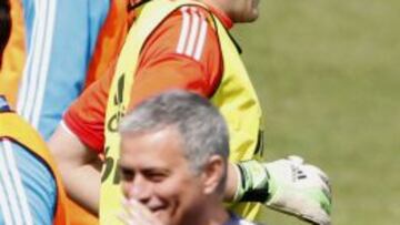 Casillas se entrenó hoy en el gimnasio.