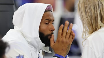 INGLEWOOD, CALIFORNIA - FEBRUARY 13: Odell Beckham Jr. #3 of the Los Angeles Rams looks on from the bench area in the fourth quarter against the Cincinnati Bengals during Super Bowl LVI at SoFi Stadium on February 13, 2022 in Inglewood, California. Kevin C. Cox/Getty Images/AFP
== FOR NEWSPAPERS, INTERNET, TELCOS & TELEVISION USE ONLY ==