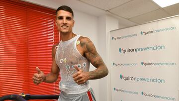 Erik Lamela, durante un reconocimiento.