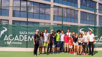 Nadal, en un acto con McEnroe, Moyá y Wilander hace días en la Academia.