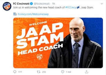 Captura de pantalla del Tweet del FC Cincinnati. 