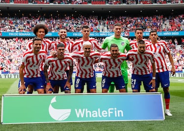 Once inicial del Atlético de Madrid: Grbic; Molina, Giménez, Witsel, Hermoso, Saúl; De Paul, Koke, Carrasco; Morata y Griezmann.