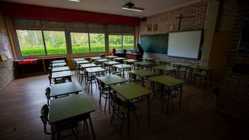 Imagen de un aula de un colegio de primaria, vacío.