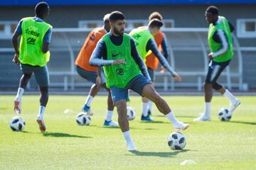 Nabil Fekir in training with the France squad in Clairefontaine-en-Yvelines yesterday.