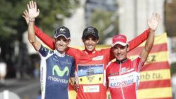 Alberto Contador en el podio de la edición de 2012 de la Vuelta Ciclista a España.