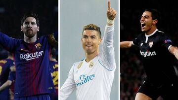 Leo Messi (Barcelona), Cristiano Ronaldo (Real Madrid) y Wissam Ben Yedder (Sevilla).