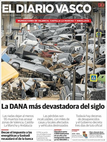 “No camináis solos”: la prensa copa sus portadas con la catástrofe de la DANA