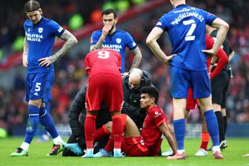 El extremo colombiano disputó 32 minutos en la victoria 3-1 de Liverpool ante Cardiff City por la FA Cup. El guajiro realizó una asistencia.