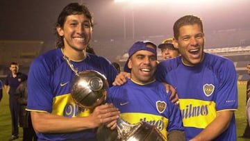 Jorge Bermúdez, Chicho Serna y Óscar Córdoba celebran la Copa Libertadores