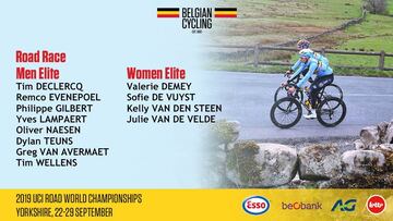 Equipo de Bélgica para el Mundial de Ciclismo.