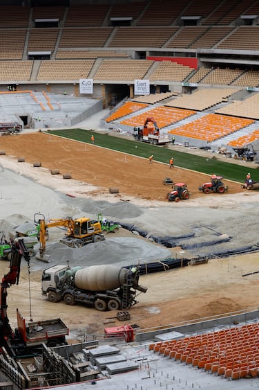 Obras en el estadio de La Cartuja. 
