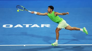 Carlos Alcaraz durante el partido con Arthur Rinderknech.