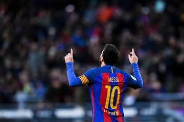 Messi after scoring against Las Palmas on Saturday