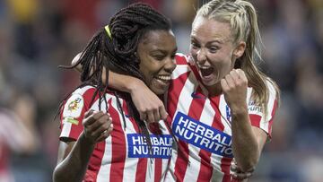 FUTBOL FEMENINO 
 UEFA WOMENS CHAMPIONS LEAGUE OCTAVOS VUELTA 
 ATLETICO DE MADRID - MANCHESTER CITY 
 PRIMER GOL PROPIA PUERTA STEPH HOUGHTON 1-0 ALEGRIA  LUDMILA DA SILVA Y TONI DUGGAN