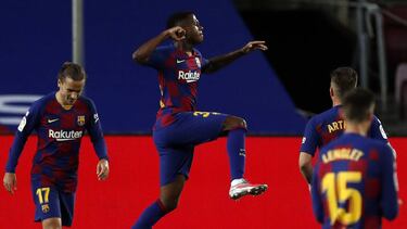 Ansu Fati celebra su gol.