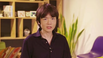 Masahiro Sakurai en 2018, durante una retransmisión de Super Smash Bros. Ultimate.