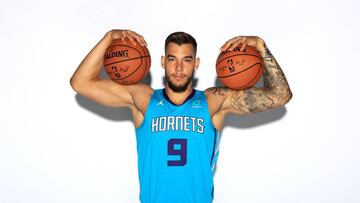 CHARLOTTE, NORTH CAROLINA - SEPTEMBER 30: Willy Hernangomez Geuer #9 of the Charlotte Hornets poses for a portrait during Charlotte Hornets Media Day at Spectrum Center on September 30, 2019 in Charlotte, North Carolina. NOTE TO USER: User expressly acknowledges and agrees that, by downloading and or using this photograph, User is consenting to the terms and conditions of the Getty Images License Agreement. Streeter Lecka/Getty Images/AFP
== FOR NEWSPAPERS, INTERNET, TELCOS & TELEVISION USE ONLY ==
