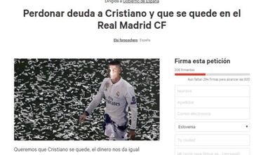 Recogida de firmas para que se le perdone la deuda a Cristiano