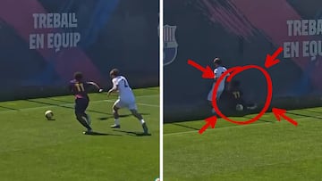 Un juvenil del Barça se golpea con violencia contra un muro