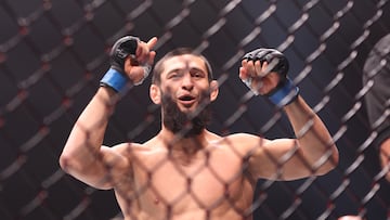 El checheno Khamzat Chimaev después de su victoria ante Kamaru Usman en el UFC 294.