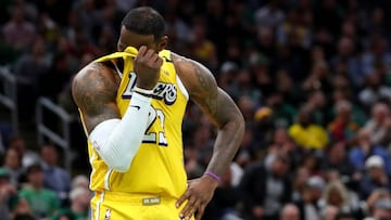 LeBron James, durante el partido de la NBA que ha enfrentado a los Boston Celtics y a Los &Aacute;ngeles Lakers