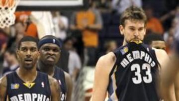 <b>HORIZONTE PROBLEMÁTICO. </b>Mayo, Randolph y Marc Gasol, pilares de unos Grizzlies de futuro incierto.