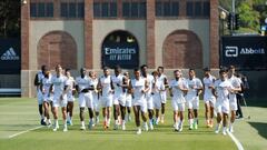 La plantilla del Real, en un entrenamiento en Los Ángeles.