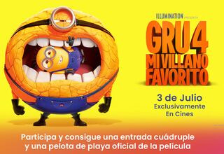 ¿Quieres ganar una entrada cuádruple de cine para ver ‘Gru 4 Mi Villano favorito’? ¡Participa!