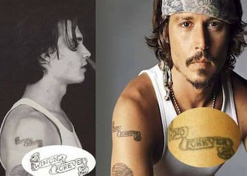 El actor Johnny Deep se tatu¨® "Winona Forever" cuando sal¨ªa con la actriz Winona Ryder y cuando rompieron lo transform¨® en "Wino Forever", algo as¨ª como "siempre borracho"