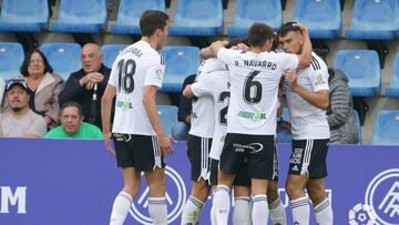 El Burgos celebra su gol en Andorra.