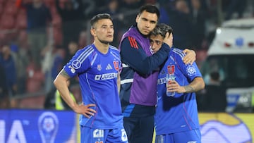 Futbol, Universidad de Chile vs Independiente.
Octavos de final, Copa Sudamericana 2025.
Los jugadores de Universidad de Chile celebran el triunfo durante el partido de ida de los octavos de final de la Copa Sudamericana contra Independiente disputado en el estadio Nacional de Santiago, Chile.
13/08/2025
Jonnathan Oyarzun/Photosport
Football, Universidad de Chile vs Independiente.
Round of 16, 2025 Copa Sudamericana Championship.
Universidad de Chile players reacts after winning during a first leg match of round of 16, of the Copa Sudamericana Championship against Independiente at the Nacional stadium in Santiago, Chile.
13/08/2025
Jonnathan Oyarzun/Photosport