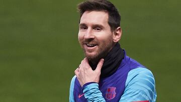 SEVILLE, SPAIN - JANUARY 16: Lionel Messi of FC Barcelona during the Training Session ahead of the Supercopa de Espana Final match against Athletic Club at Estadio de La Cartuja on January 16, 2021 in Seville, Spain. (Photo by Quality Sport Images/Getty I