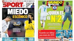 Portadas de los diarios Sport y Mundo Deportivo del d&iacute;a 14 de febrero de 2018.