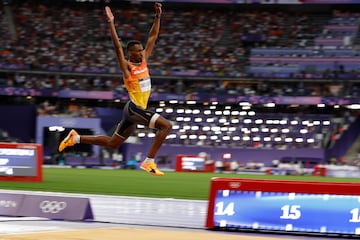 Jordan Díaz, durante la final de triple salto.