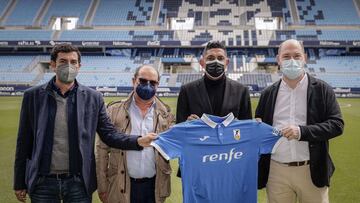 De izquierda a derecha Lucas Rodr&iacute;guez, Javier Puig, Basti y Javier Reyes, el pasado s&aacute;bado en La Rosaleda con la camiseta de la Ferroviaria.