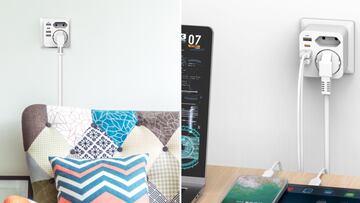 Regleta con 6 enchufes, tomas y USB en Amazon