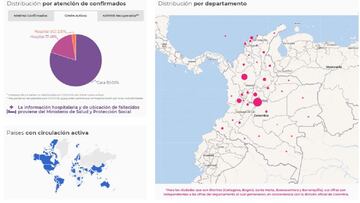 Mapa de casos y muertes por coronavirus por departamentos en Colombia, hoy 14 de julio de 2021. Actualmente hay 121.494 casos activos en el pa&iacute;s.