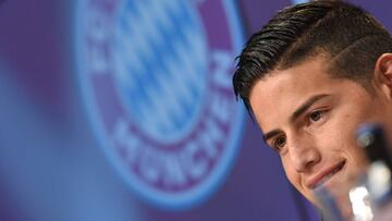Colombian midfielder James Rodriguez during a press conference at Bayern Munich headquarters in Munich, Germany July 12, 2017. REUTERS/Andreas Gebert