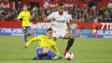 El delantero colombiano Luis Fernando Muriel en el partido entre Sevilla y C&aacute;diz por Copa del Rey