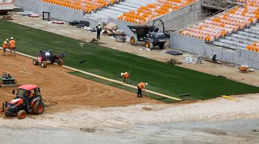 Obras en el estadio de La Cartuja. 