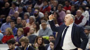 Pablo Laso, durante el partido de la Euroliga entre el Maccabi Tel Aviv y el Real Madrid