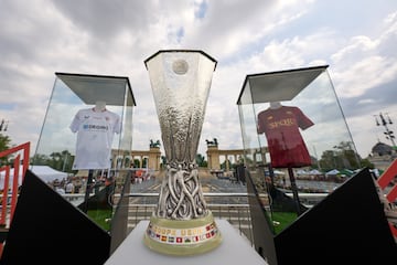 The Europa League trophy at the Fan Festival, Heroes' Square, Budapest, Hungary.