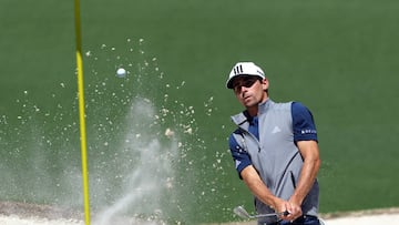 AUGUSTA, GEORGIA - APRIL 10: Joaquin Niemann of Chile plays his shot from the bunker on the second hole during the final round of the Masters at Augusta National Golf Club on April 10, 2022 in Augusta, Georgia. (Photo by Andrew Redington/Getty Images)