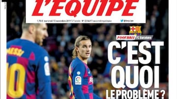 Portada del diario francés L'Equipe del día 13 de noviembre de 2019.