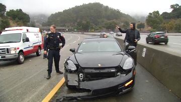 Así quedó el Ferrari de Stephen Curry tras el accidente de tráfico.