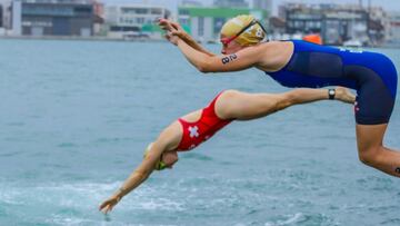 Imagen de una prueba de triatl&oacute;n en Valencia.