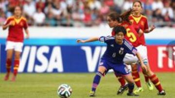 La selección femenina de Japón durante un partido contra España.