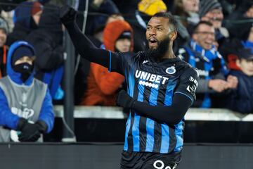 Club Brugge's Brazilian forward #99 Igor Thiago celebrates after scoring a goal during the Belgian Pro League football match between Club Bruges and KVC Westerlo, on January 20, 2024 in Bruges. (Photo by KURT DESPLENTER / Belga / AFP) / Belgium OUT