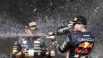 The Mexican driver’s Red Bull teammate Max Verstappen won again and extends his lead at the top of the Formula One driver’s standings.